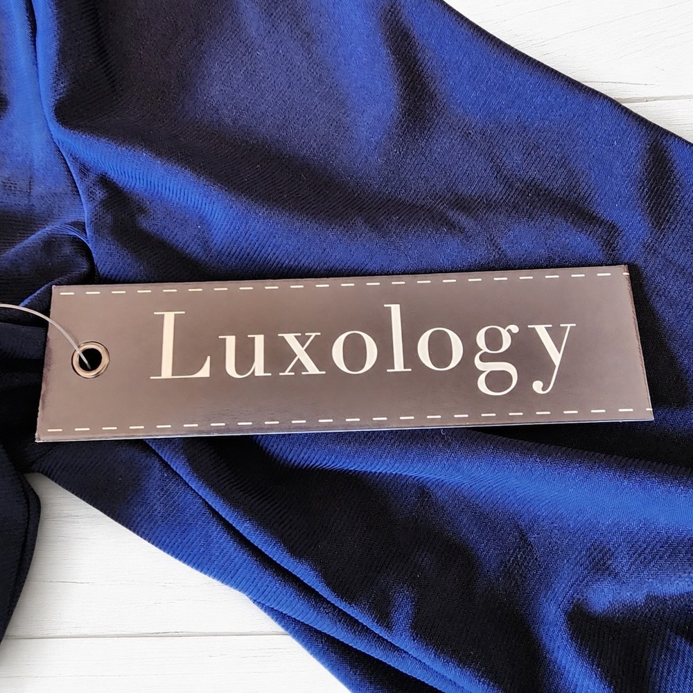 Luxology Navy Blue Lace Up Dress Womens Size 6 NWT Belted Free Ship - Picture 9 of 13